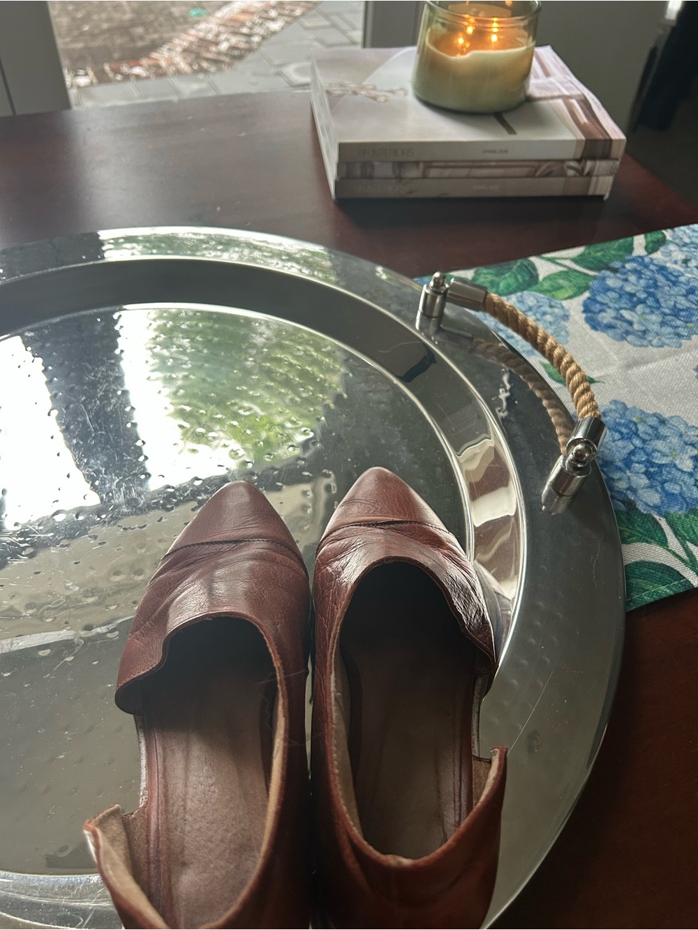 Free People Women’s Brown Leather Slip-On Flats. Made in Spain.